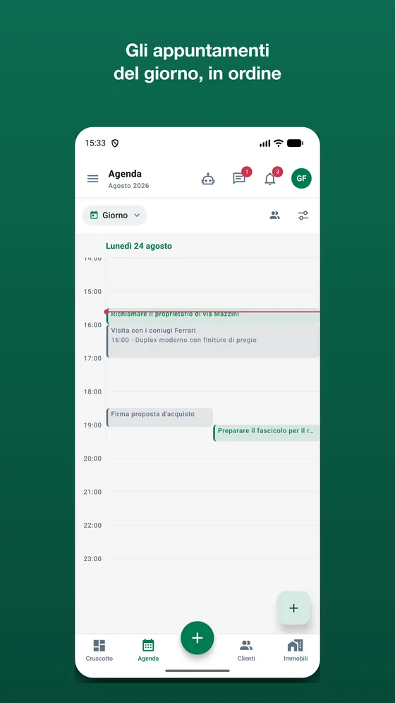 L'agenda degli appuntamenti nell'app AgenziaSoft